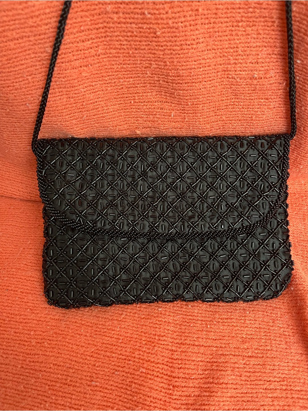 Black Beaded Evening Crossbody Bag